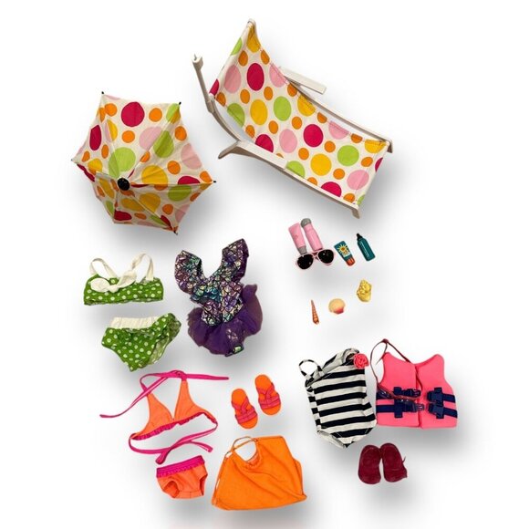 Our Generation Doll Beach Vacation Play Set - Swimsuits Sunglasses Accessories - Picture 1 of 12